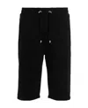 Balmain Logo-flocked Cotton Track Shorts In Black