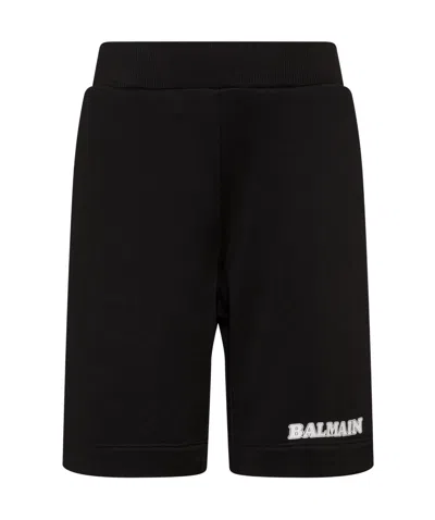 Balmain Logo-print Track Shorts In Black
