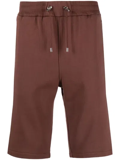 Balmain Logo-print Track Shorts In Brown