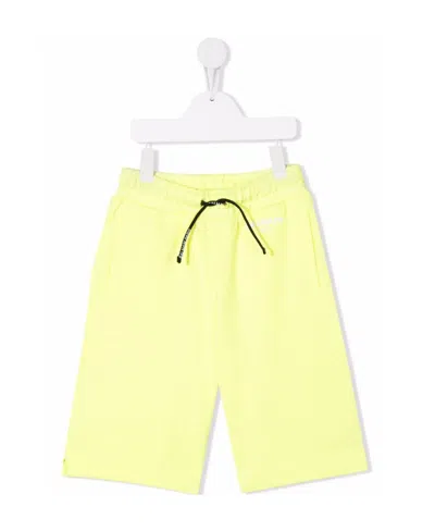 Balmain Logo Print Track Shorts In Yellow