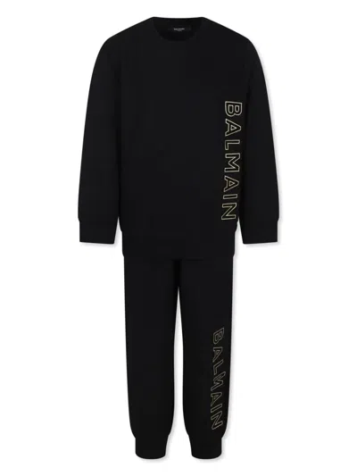 Balmain Kids' Logo-print Tracksuit In Black