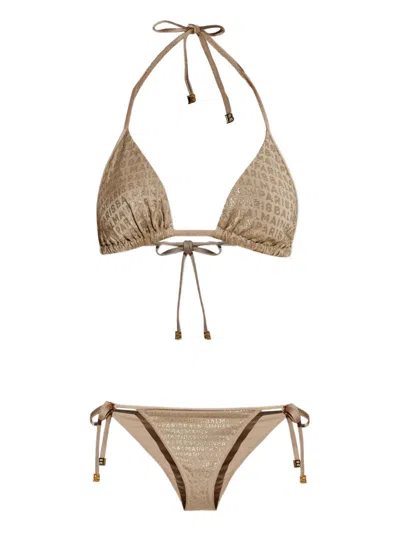 BALMAIN LOGO-EMBELLISHED TRIANGLE BIKINI