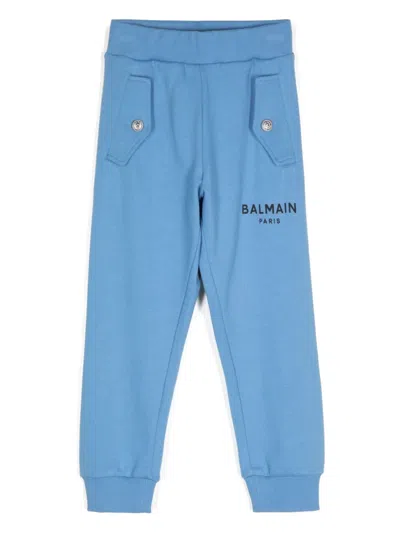 Balmain Kids' Logo-print Trousers In Blue