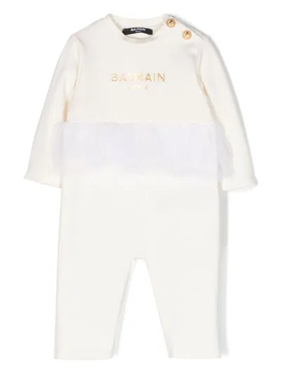 Balmain Baby Logo Onesie In Neutrals