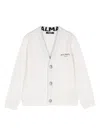 Balmain Logo-print Wool-blend Cardigan In White