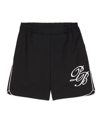 Balmain Kids' Logo-print Wool-blend Shorts In Black