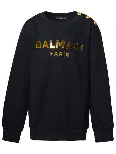 Balmain Kids' Logo Printed Button-detailed Sweatshirt In Or