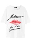 Balmain Graphic Kiss Print T-shirt With Relaxed Fit In White