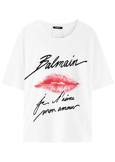 BALMAIN BALMAIN LOGO PRINTED COTTON T-SHIRT