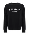 Balmain Logo Printed Cotton Sweatshirt In Black