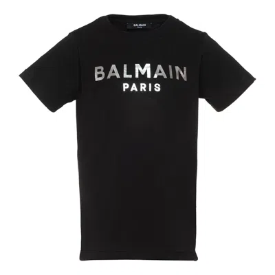 Balmain Kids' Logo Printed Crewneck T-shirt In Black