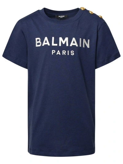 Balmain Kids' Logo Printed Crewneck T-shirt In Bc