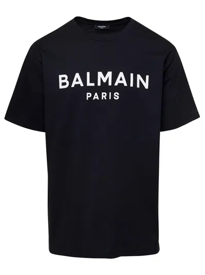 Balmain Logo Printed Crewneck T-shirt In Black