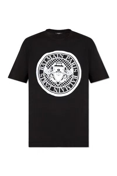 BALMAIN LOGO PRINTED CREWNECK T-SHIRT