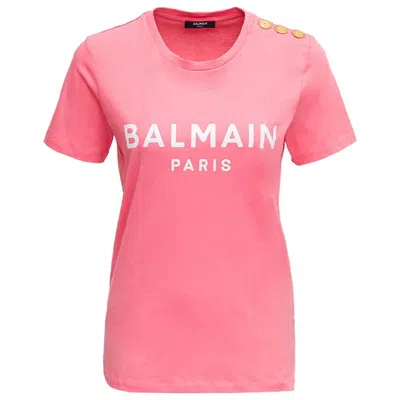 Balmain Logo Printed Crewneck T-shirt In Multi