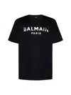 Balmain Men's Logo Printed Crewneck T-shirt In Noir Blanc