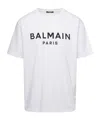Balmain White Crewneck T-shirt With Contrasting Logo Lettering Print In White