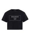 Balmain Black Crop T-shirt For Girl With Logo