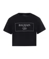 Balmain Black Crop T-shirt For Girl With Logo In Black