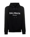 Balmain Logo Printed Drawstring Sweatshirt In Black