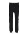 Balmain Brushed Cotton Biker Joggers With Embossed Logo In Black