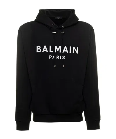 BALMAIN BALMAIN LOGO PRINTED DRAWSTRING SWEATSHIRT