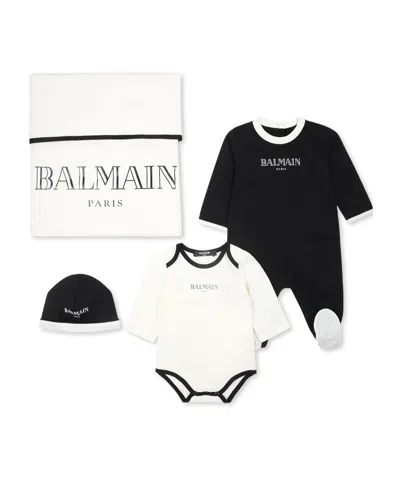 Balmain Logo-printed Four-piece Babygrow Set In White