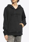 Balmain Logo-embroidered Cotton-jersey Hoodie In Black