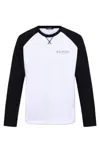 Balmain Logo Raglan Sleeve Organic Cotton T-shirt In Bianco/nero