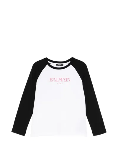Balmain Logo Printed Raglan T-shirt In Multi