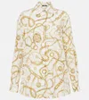 Balmain Logo Printed Silk Shirt In Neutral