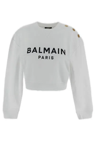 Balmain Logo-print Sweatshirt In White