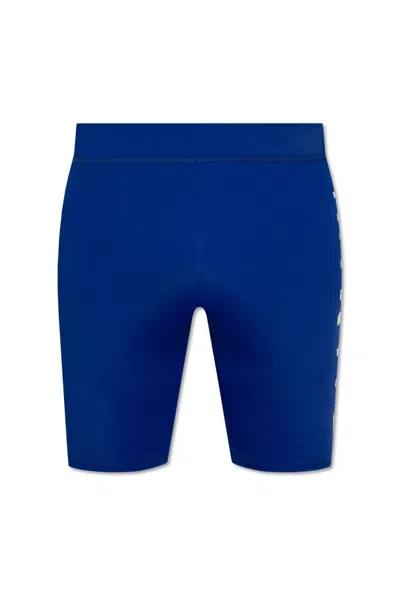 Balmain Logo Printed Swim Shorts In Blue