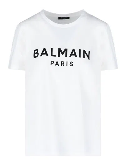 Balmain White Logo Organic Cotton Sleeveless Top