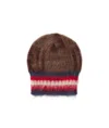 Balmain Brown Brushed Beanie In Red