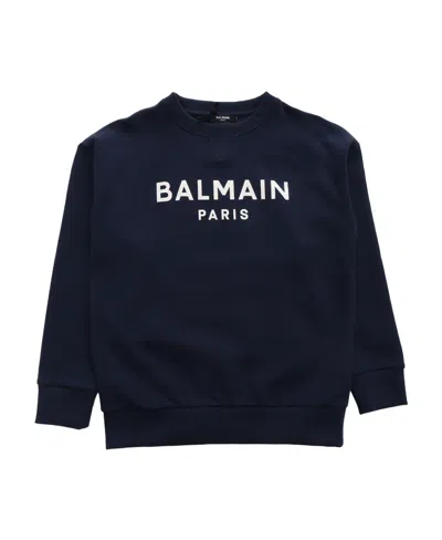 Balmain Logo Round-neck Sweater In Black