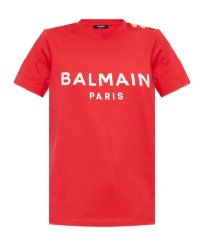 BALMAIN BALMAIN LOGO PRINTED CREW NECK T-SHIRT