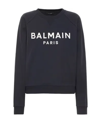 Balmain Logo Round-necked Sweater In Black