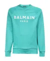 Balmain Logo Round-necked Sweater In Green