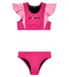 Balmain Logo Ruffle-trimmed Bikini In Ciclamino/rosa