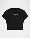 Balmain Logo Short-sleeve Crop T-shirt In Black