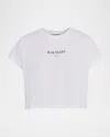 Balmain Logo Short-sleeve Crop T-shirt In White