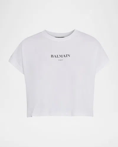 BALMAIN LOGO SHORT-SLEEVE CROP T-SHIRT