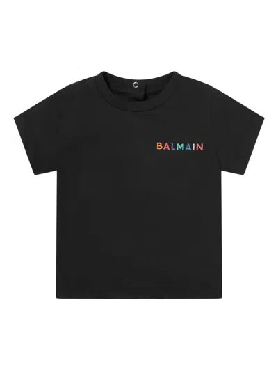 Balmain Babies' Logo Short-sleeve Top In Black