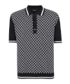 Balmain Monogram Jacquard Merino Wool Polo Sweater In Black