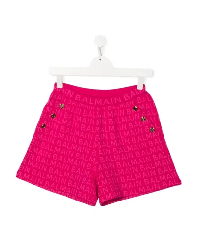 Balmain Logo Shorts In Pink