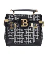 Balmain Bbuzz 23 Top-handle Bag In Monogram Jacquard In Black