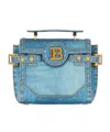 Balmain Buzz 23 Denim Cross-body Bags & Satchels In Blue
