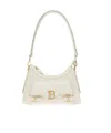 Balmain B-buzz Logo Plaque Shoulder Bag In White