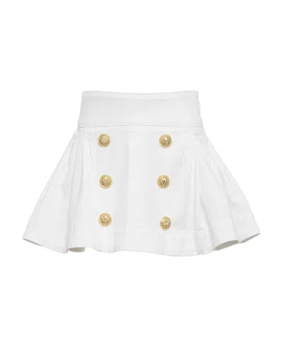 Balmain Logo Skirt In White